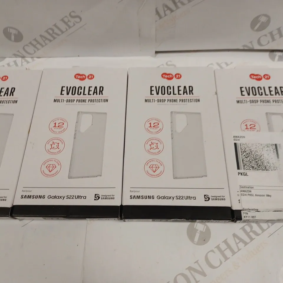 LOT OF 4 TECH 21 EVOCLEAR PHONE CASES FOR SAMSUNG GALAXY S22 ULTRA
