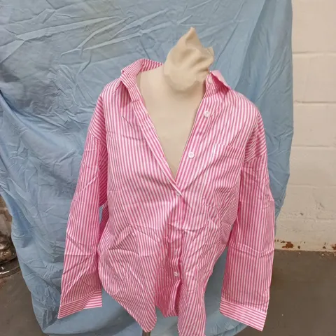 MINT LIMIT PINK & WHITE STRIPED BUTTON-DOWN SHIRT - SIZE L