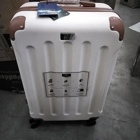 LUGG HARDSHELL TRAVEL SUITCASE - CREAM & BROWN (NOT BOXED)