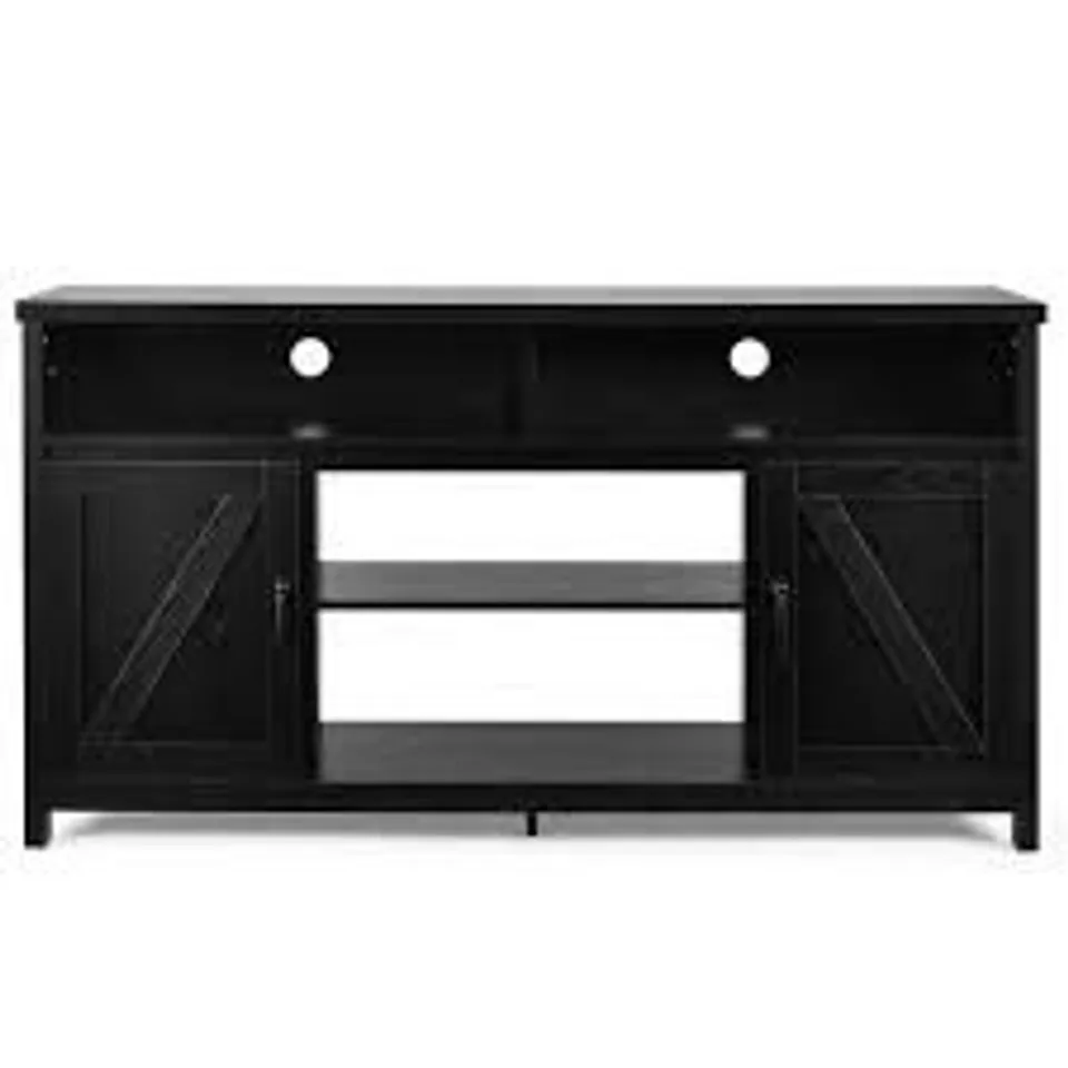 BOXED COSTWAY TV STAND FOR TVS UP TO 65" MODERN TV CABINET MEDIA CONSOLE TABLE W/ BARN DOORS - BLACK