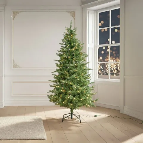 BOXED 6FT ELEGANCE PRE LIT CHRISTMAS TREE