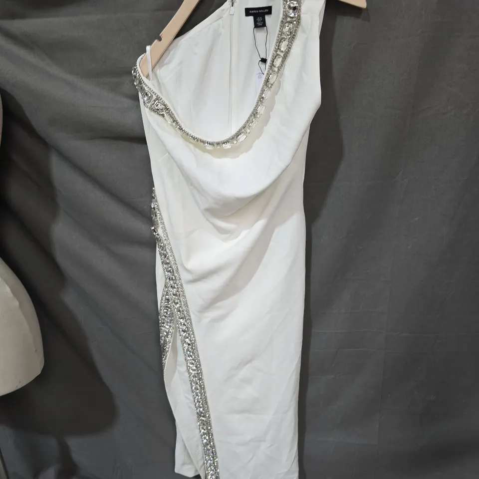 KAREN MILLEN WHITE EMBELLISHED DRESS, UK 10 (EUR 38, US 6)