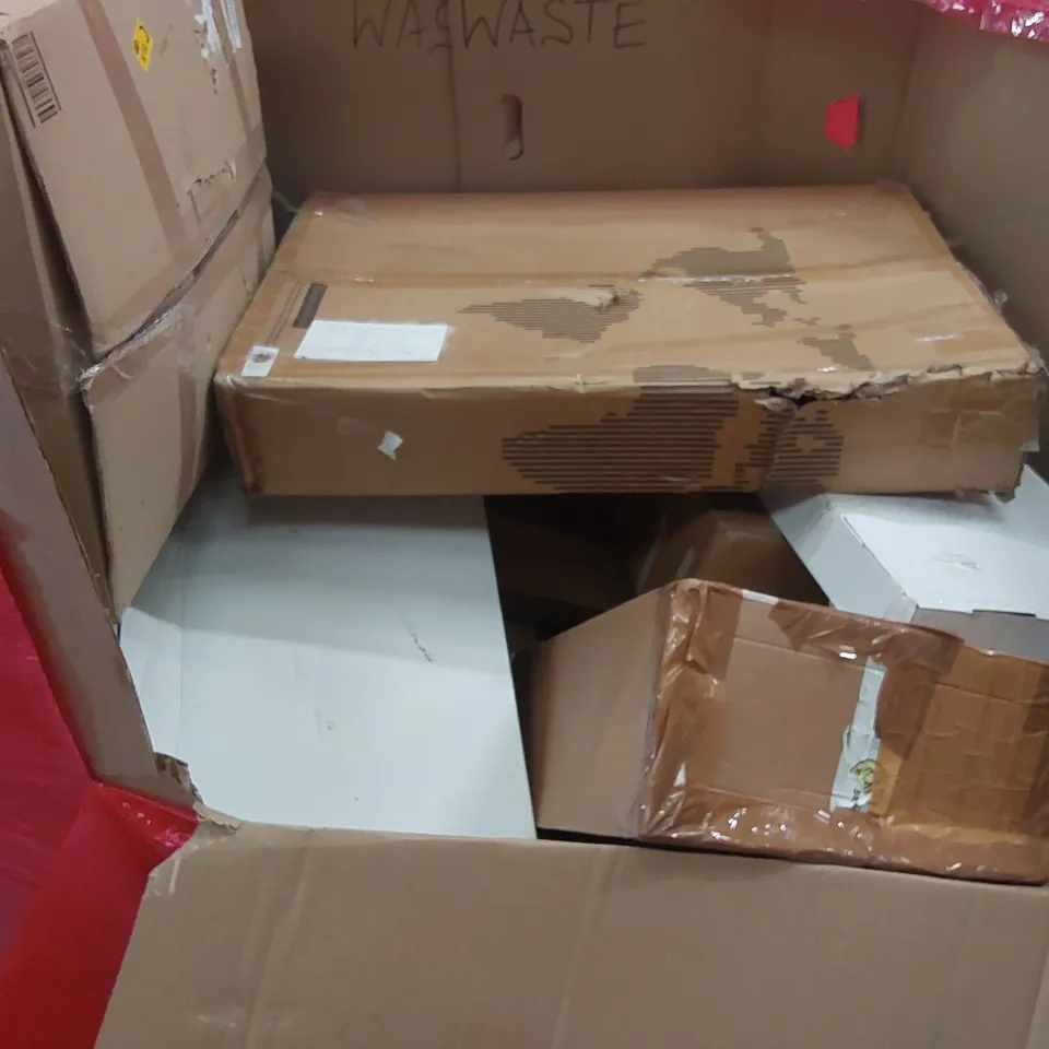 PALLET OF ASSORTED ITEMS INCLUDING: ELECTRIC HEDGE TRIMMER, SUITCASES, SHOWER MIXER ECT  