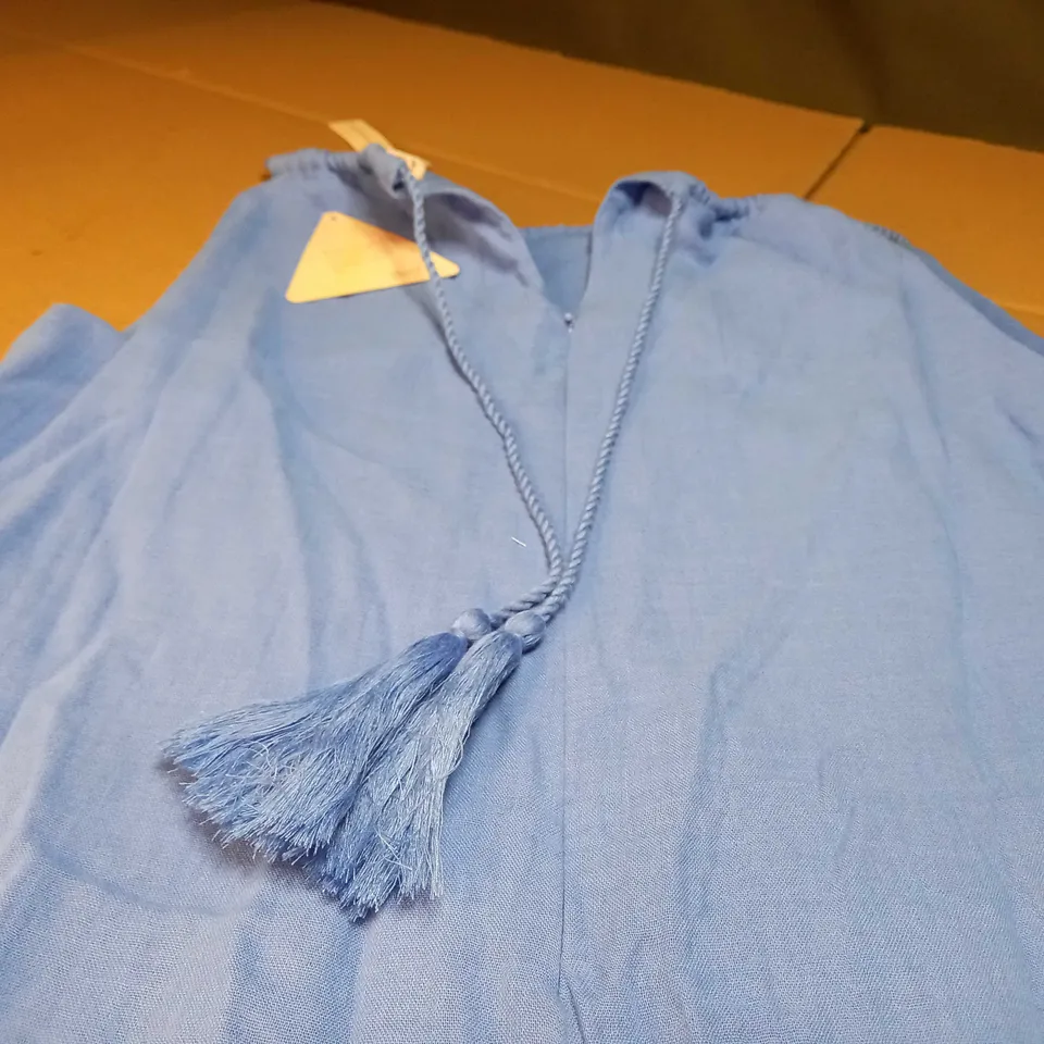 HALO BABY BLUE LINEN LOOK PLAYSUIT - SIZE 12