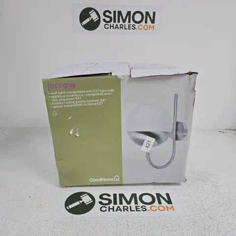 BOXED GOODHOME JARROW FIXED STAINLESS STEEL MAINS-POWERED OUTDOOR WALL LIGHT (DIA)20.5CM 