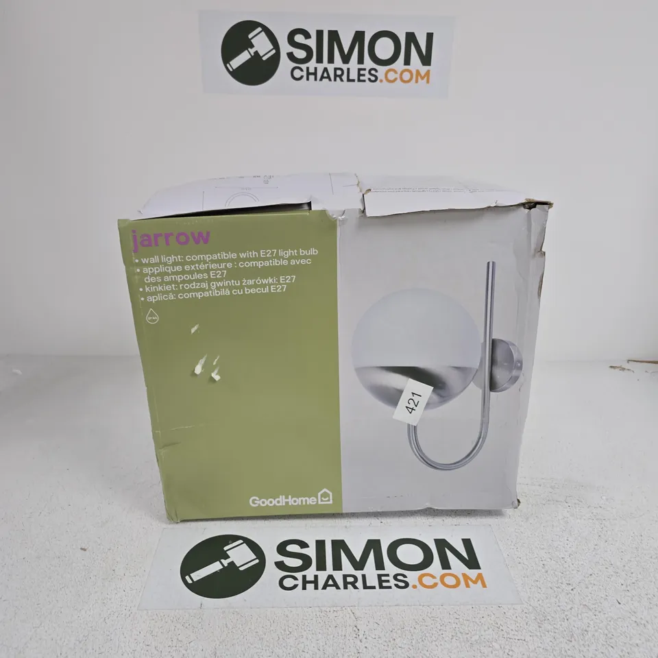 BOXED GOODHOME JARROW FIXED STAINLESS STEEL MAINS-POWERED OUTDOOR WALL LIGHT (DIA)20.5CM