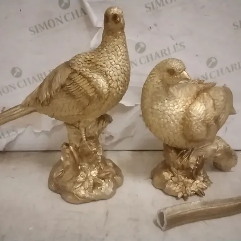 BOXED ALISON CORK SET OF 2 RESIN PEACOCKS - GOLD