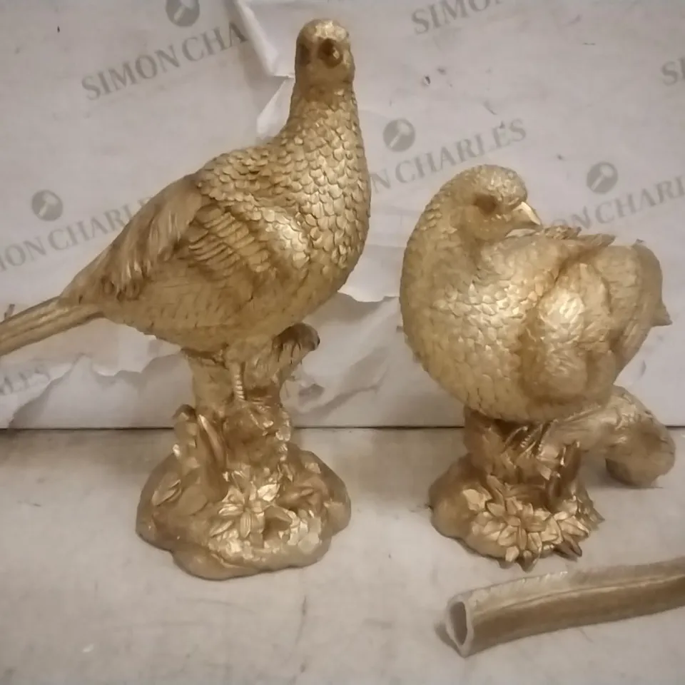 BOXED ALISON CORK SET OF 2 RESIN PEACOCKS - GOLD