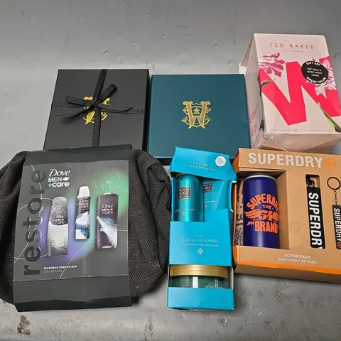 APPROXIMATELY 8 ASSORTED COSMETIC BOXSETS TO INCLUDE LYNX, DOVE, AND TED BAKER ETC.
