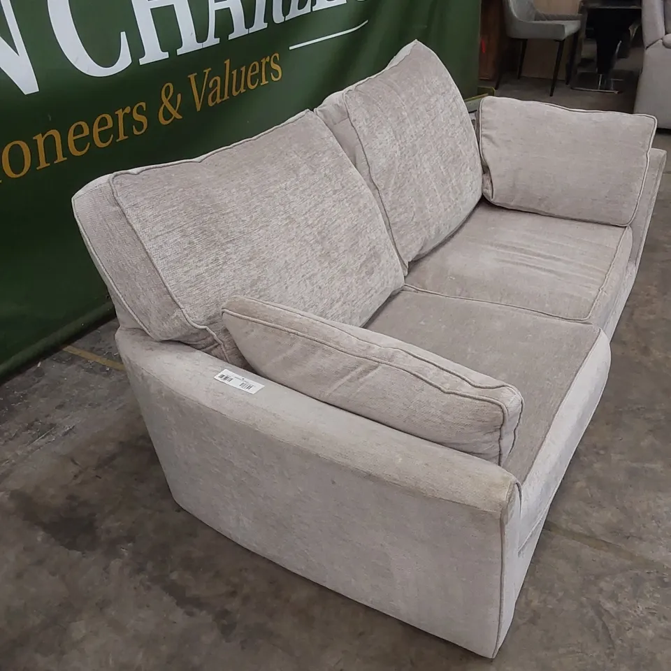 DESIGNER FABRIC UPHOLSTERED SOFA WITH CUSHIONS 