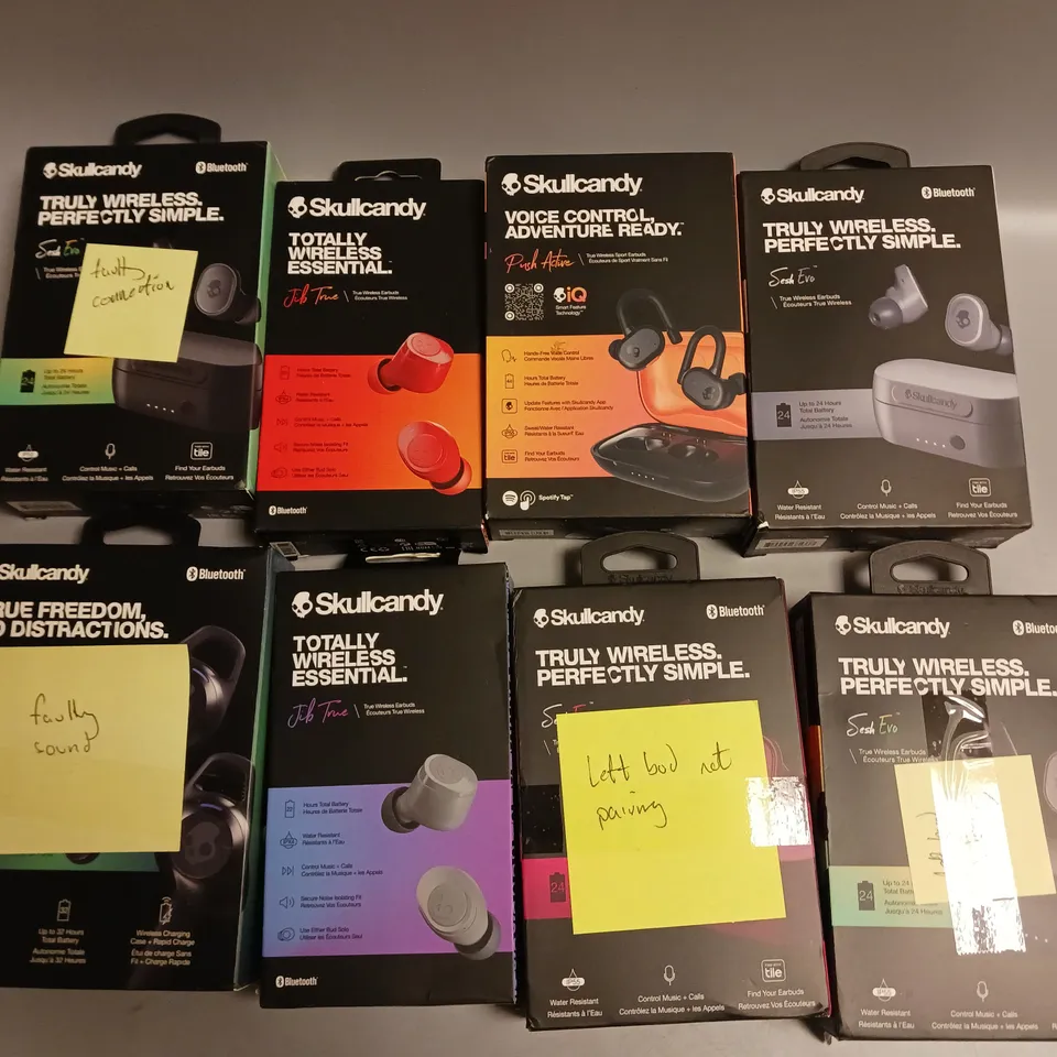 LOT OF APPROX 30 FAULTY SKULLCANDY WIRELESS HEADPHONES IN ASSORTED COLOURS AND DESIGNS