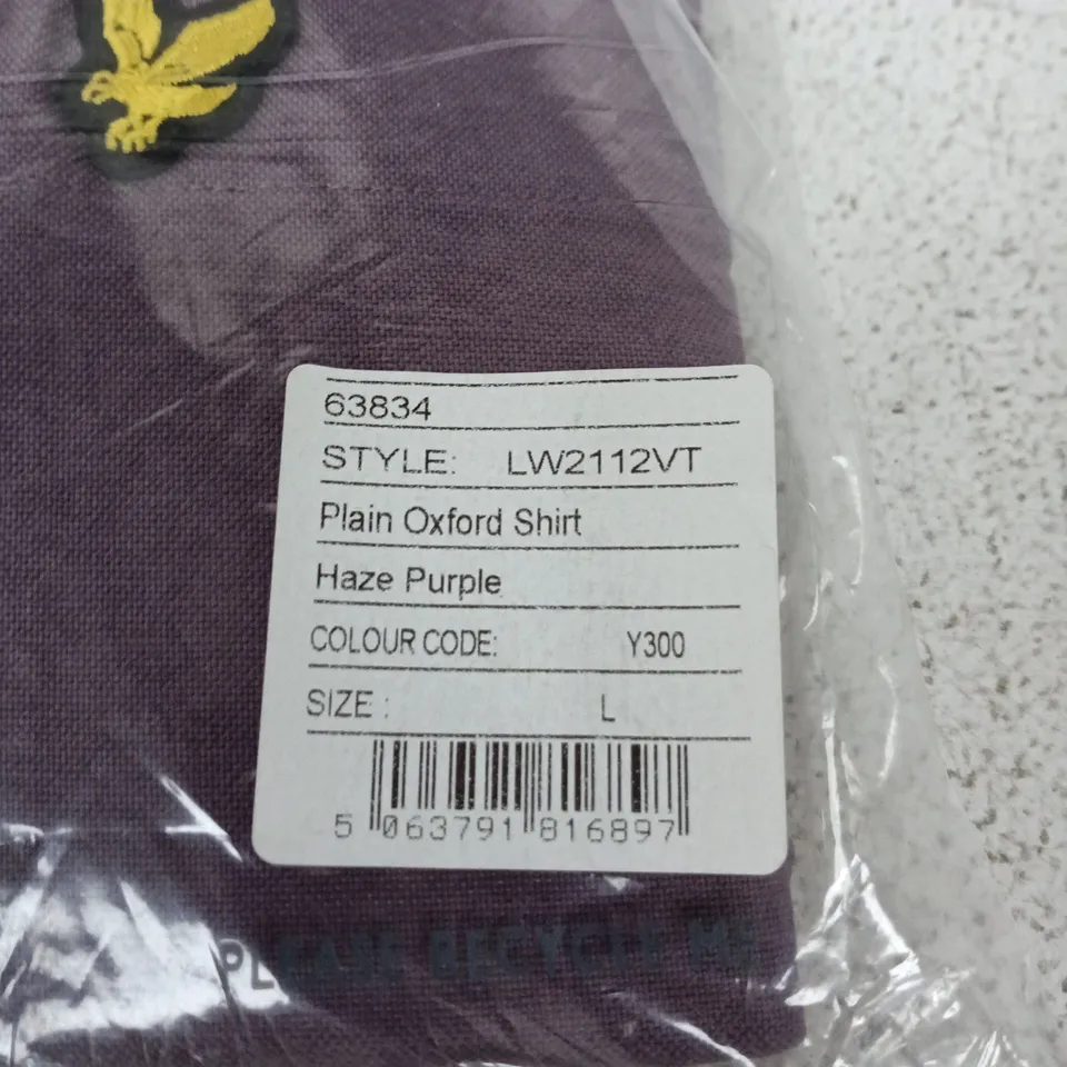 LYLE & SCOTT PLAIN OXFORD SHIRT – HAZE PURPLE, UK SIZE L