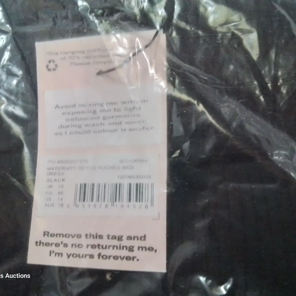 CASE OF APPROXIMATELY 17 RUCHED MATERNITY MIDI DRESSES BLACK SIZE 18