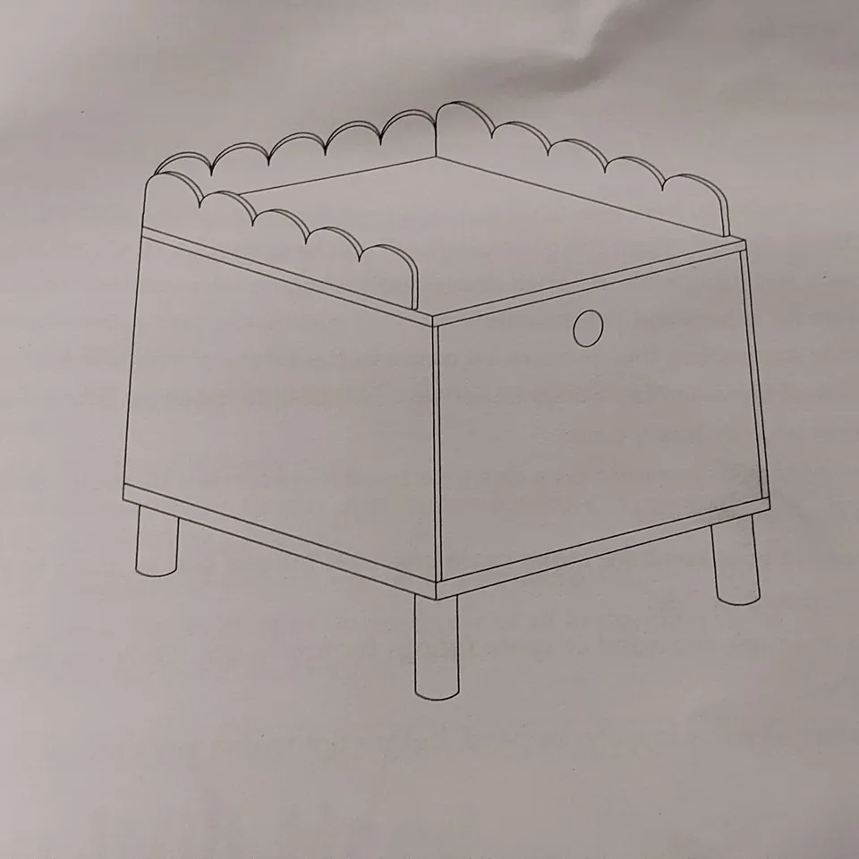 BOXED SCALLOPED DRAWER BEDSIDE TABLE - GREEN (1 BOX)