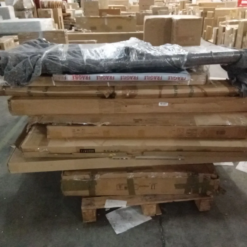 PALLET OF INCOMPLETE DESIGNER FURNITURE PARTS AND PIECES