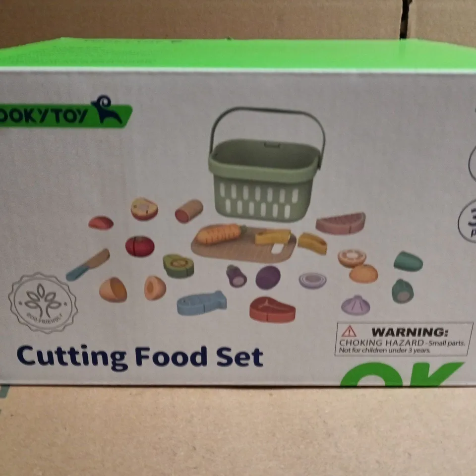 LOT OF 2 TOOKYTOY ITEMS INCLUDES RAINBOW SENSORY BLOCKS & CUTTING FOOD SET 