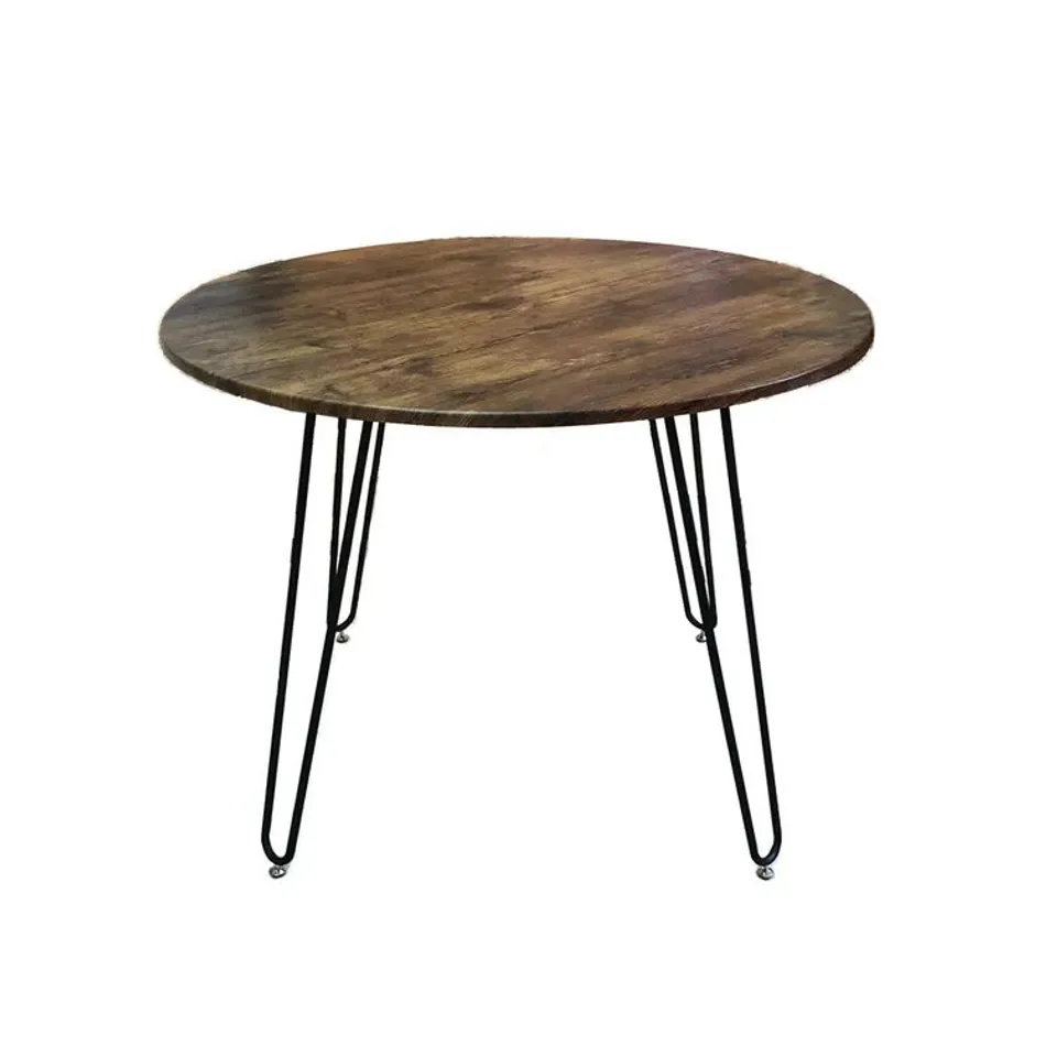 BOXED ALVIS ROUND DINING TABLE - VINTAGE/BLACK (1 BOX)