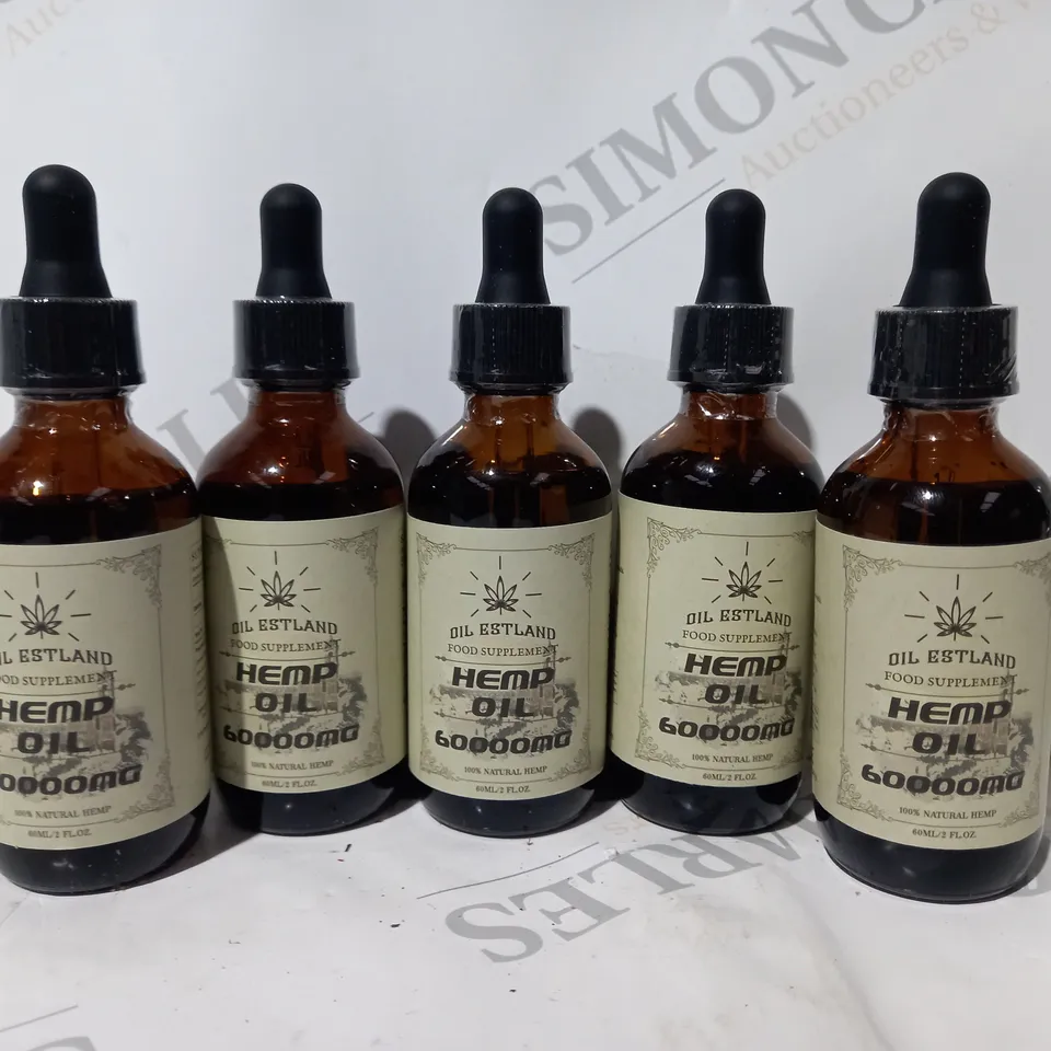 SET OF 5 OIL ESTLAND 60000MG HEMP OIL BOTTLES (60ML) - COLLECTION ONLY