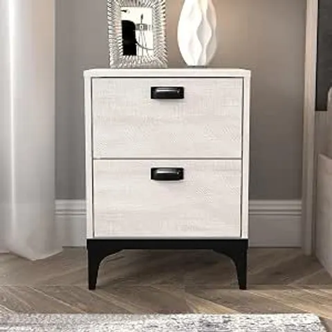 BOXED GALANO LAWRENCE 2 DRAWER BEDSIDE TABLE