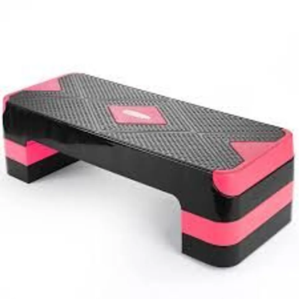 BOXED ACTIVEFOREVER 68CM ADJUSTABLE WORKOUT AEROBIC STEPPER WITH 2 ADJUSTABLE STEP LEVELS - PINK