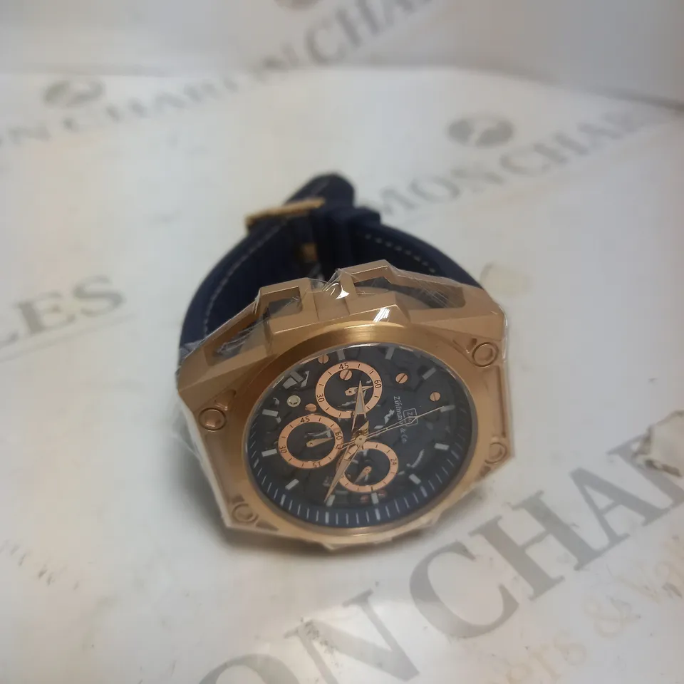 MENS ZIHLMANN & CO WATCH – CHRONOGRAPH MOVEMENT – NAVY COLOUR RUBBER STRAP – BLUE DIAL 