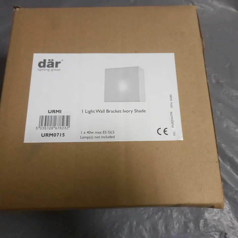 BRAND NEW DAR URMI ONE LIGHT WALL BRACKET IVORY SHADE