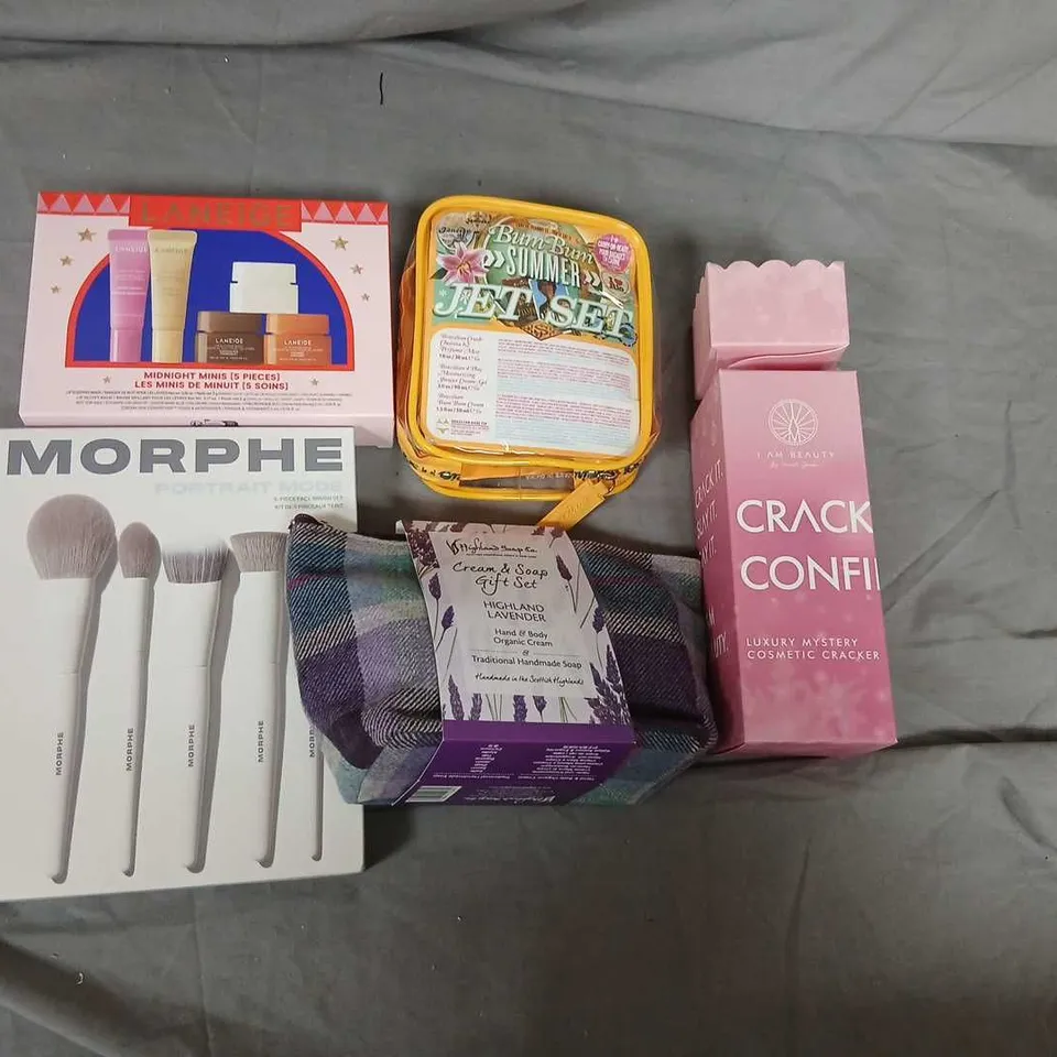 FIVE ASSORTED COSMETIC GIFT SETS TO INCLUDE; HIGHLAND SOAP CO, LANEIGE, MORPHE AND SOL DE JANIERO