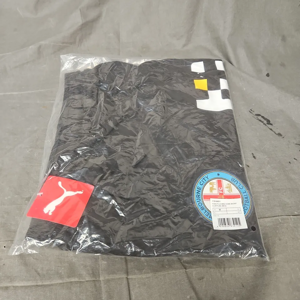 BAGGED PUMA MELBOURNE CITY FC PLAYERS HOME SHORT IN BLACK SIZE US M