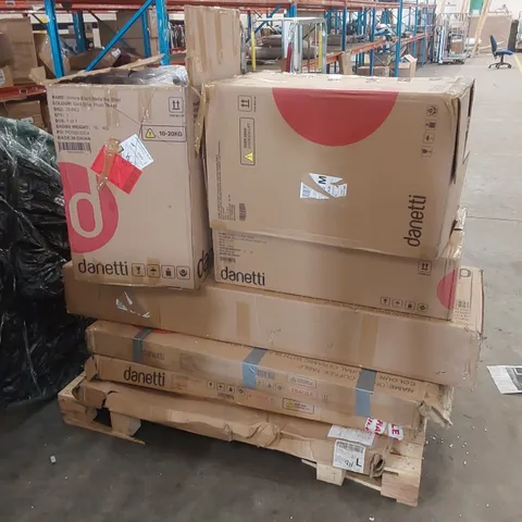 PALLET OF ASSORTED INCOMPLETE DESIGNER DANETTI FURNITURE PARTS AND PIECES