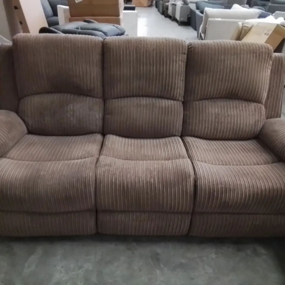 DESIGNER ELECTRIC 3 SEATER BROWN FABRIC RECLINER SOFA 