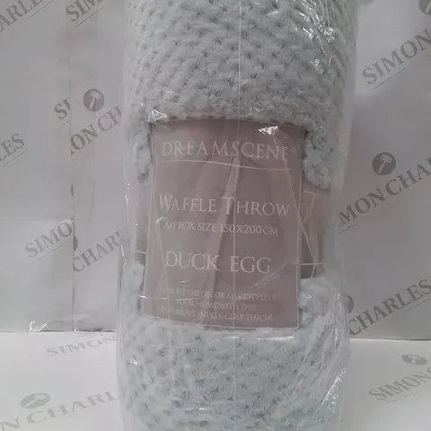 BRAND NEW DREAMSCENE WAFFLE THROW 150 X 200CM -DUCK EGG-