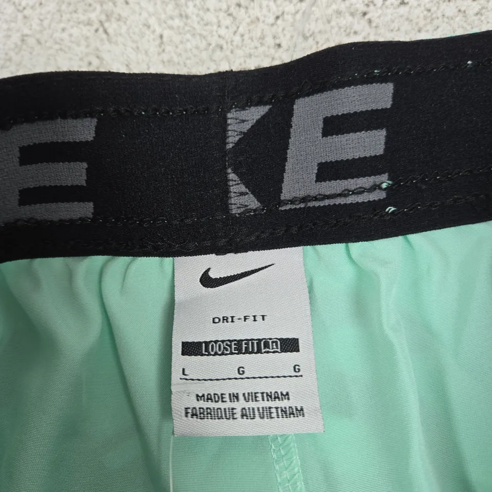 NIKE DRI-FIT LOOSE FIT SHORTS – MINT GREEN, STANDARD FIT, 5" LENGTH 