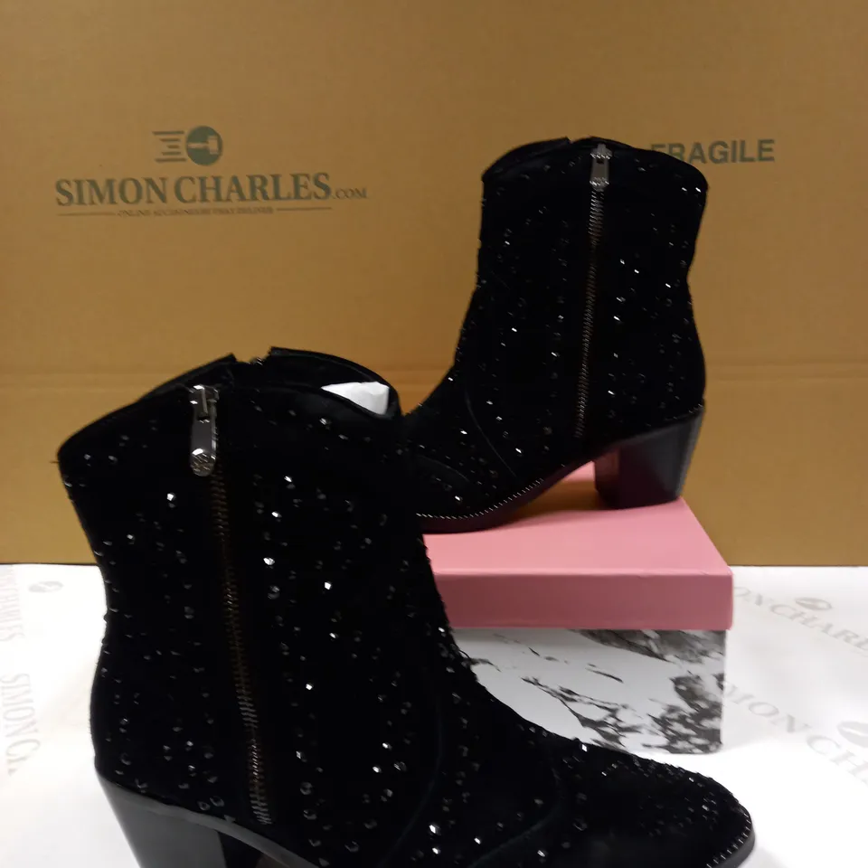 MODAIN PELLE CALITA WESTERN BOOT BLACK SUEDE SIZE 8