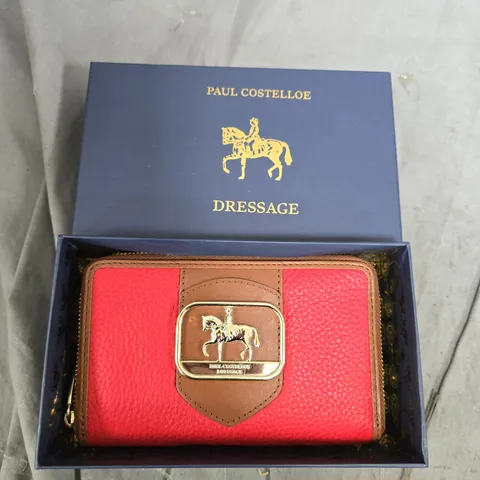 Paul Costelloe Dressage Wallet – Red Pebbled Leather with Brown Strap