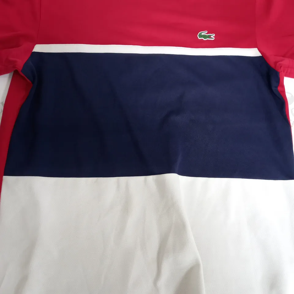 LACOSTE SPORT STRIPED T-SHIRT - US SMALL