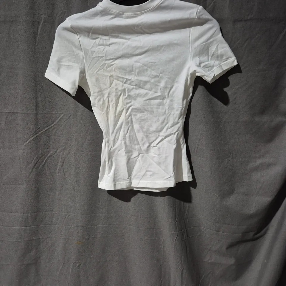 ADANOLA COTTON SHORT SLEEVE TOP – WHITE, UK XXS (XXS)