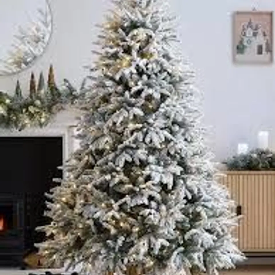 DELUXE SNOWDEN PRE LIT FLOCKED TREE