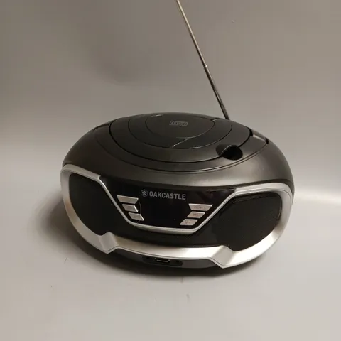 BOXED OAKCASTLE CD PLAYER IN BLACK AND SILVER BLUETOOTH ENABLED WITH USB AND AUX PLAYBACK