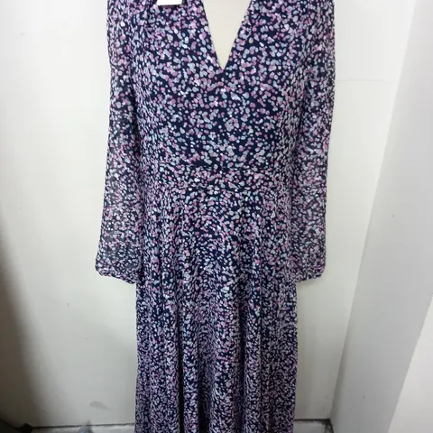 HOBBS LONDON AURORA DRESS IN NAVY MULTI - UK 14
