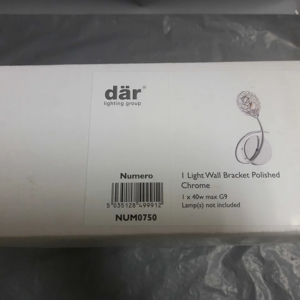 BRAND NEW DAR NUMERO ONE LIGHT WALL BRACKET POLISHED CHROME
