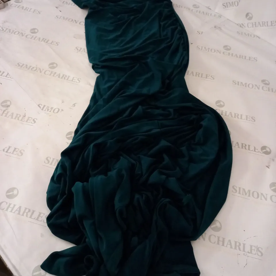 CLUB L GREEN ONE SHOULDER WRAP SKIRT MAXI DRESS - UK 12