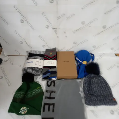 LARGE BOX OF ASSORTED CLOTHING ITEMS IN VARIOUS COLOURS AND SIZES INCLUDING TROUSERS , TOPS AND JUMPERS