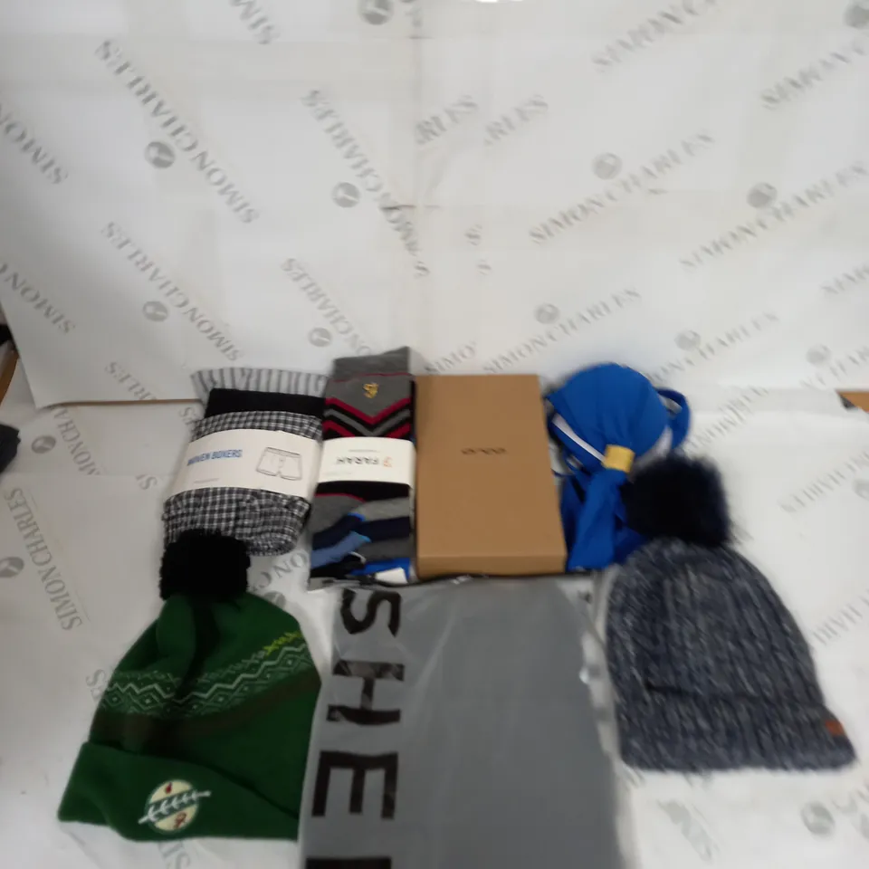 LARGE BOX OF ASSORTED CLOTHING ITEMS IN VARIOUS COLOURS AND SIZES INCLUDING TROUSERS , TOPS AND JUMPERS 