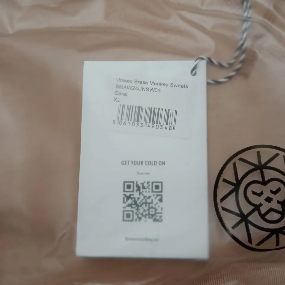 BOX OF APPROXIMATELY 15 x BRAND NEW BRASS MONKEY UNISEX SWEATER - CORAL, BMAW24UNSW03 // SIZE: XL