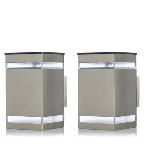 GARDEN STORIES SET OF 2 STAINLESS STEEL SOLAR WALL LAMPS