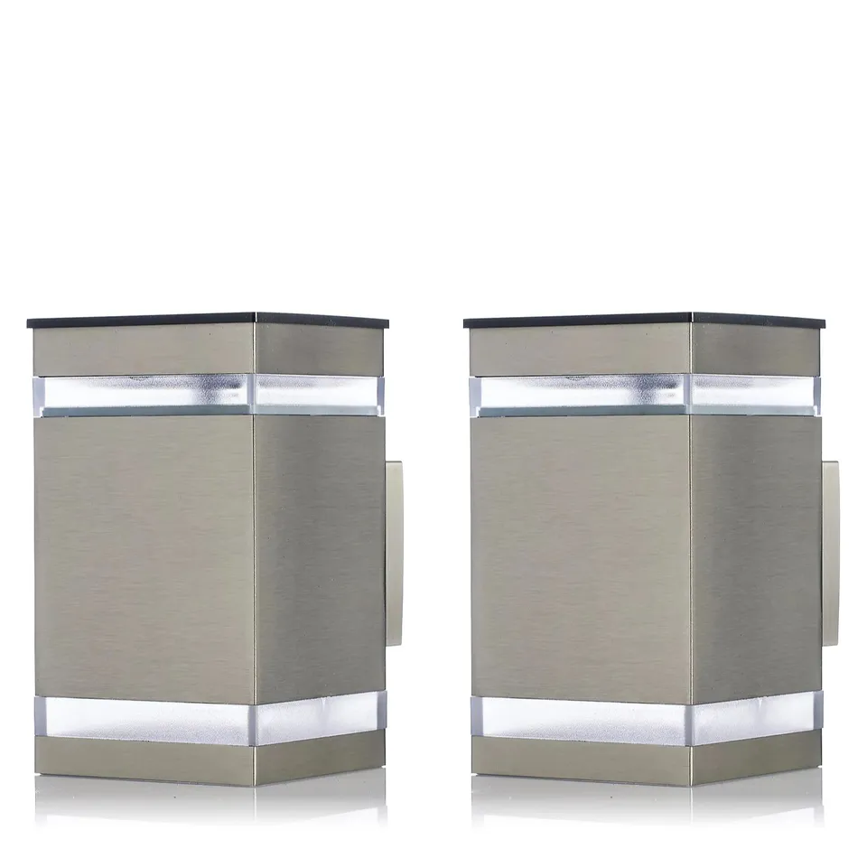 GARDEN STORIES SET OF 2 STAINLESS STEEL SOLAR WALL LAMPS