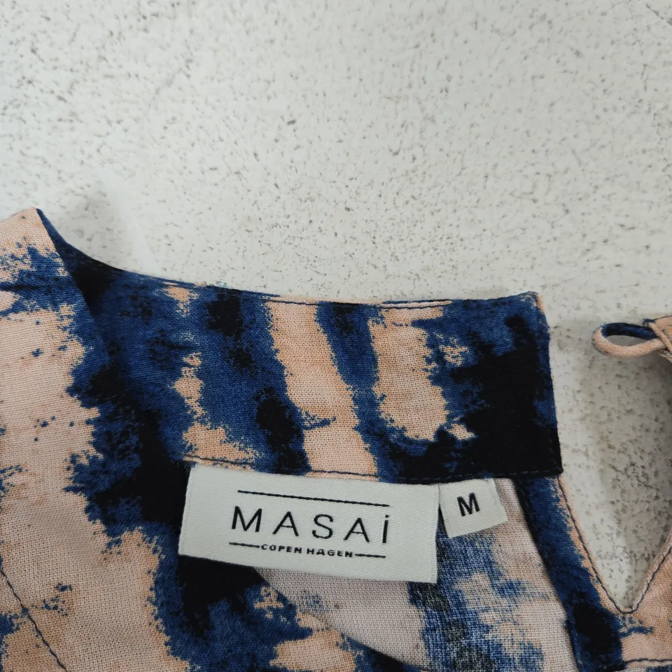 MASAI COPENHAGEN WOMEN'S DRESS – BLUE/PEACH TIE-DYE PATTERN, SIZE M