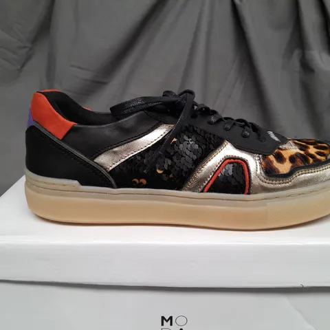 BOXED PAIR OF MODA IN PELLE BELGRAVE PRINT SEQUIN TRAINERS - EUR 40