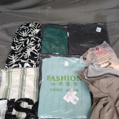 APPROXIMATELY 45 ASSORTED CLOTHING ITEMS IN VARIOUS SIZES, STYLES & COLOURS TO INCLUDE TROUSERS, SWEATERS, DRESSES, ETC - COLLECTION ONLY