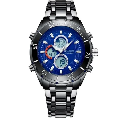 BARKERS OF KENSINGTON PREMIER SPORT BLUE TRIPLE DIAL WRISTWATCH